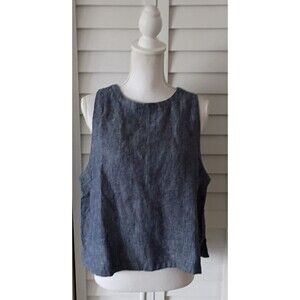 Sigrid Olsen 100% Linen Top Women’s size L Large Sleeveless Blue